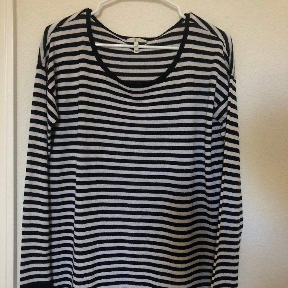 JOIE Black Striped Wool/Silk/Cashmere Sweater S